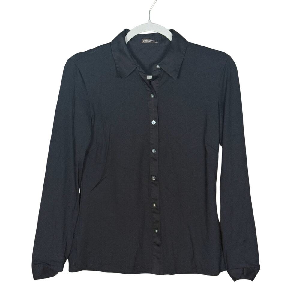 J. McLaughlin Long Sleeve Button Down Shirt Stretch Size Small Black